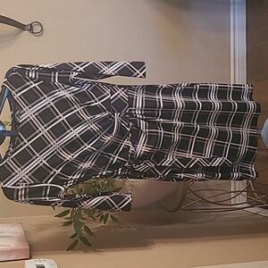 Ann Taylor Black, White and Tan Plaid Dress